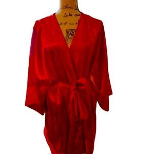 ❤ VICTORIA'S SECRET VINTAGE GOLD LABEL RED FLORAL ROBE ❤